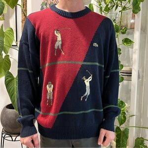 Lacoste Men's Crewneck Sweater - Red and Blue